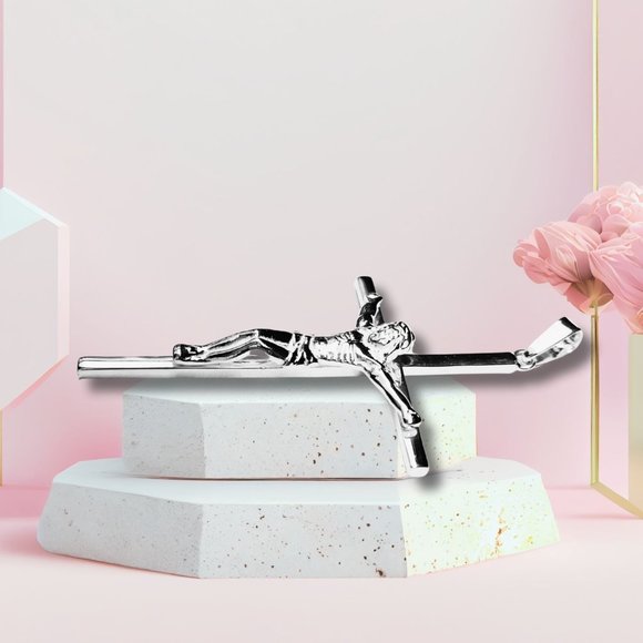 24 HRS SALE ONLY White Gold Crucifix Cross Jesus Pendant 925 Sterling Si… - Picture 6 of 10